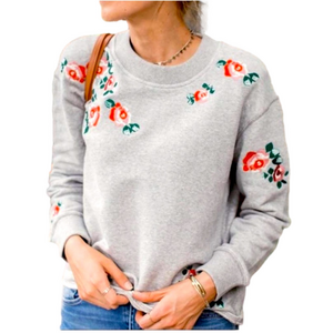 Miles by Madewell Embroidered Rose Floral Sweater Top Women’s Small Sweatshirt
